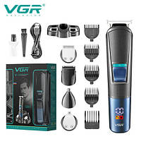 Профессиональная беспроводная машинка для стрижки волос 10в1 VGR V-108 триммер для бороды и усов с насадками
