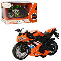 Мотоцикл игрушка MY66-M1214, металлический, инерционный, 12см, звук, свет, 2 цвета