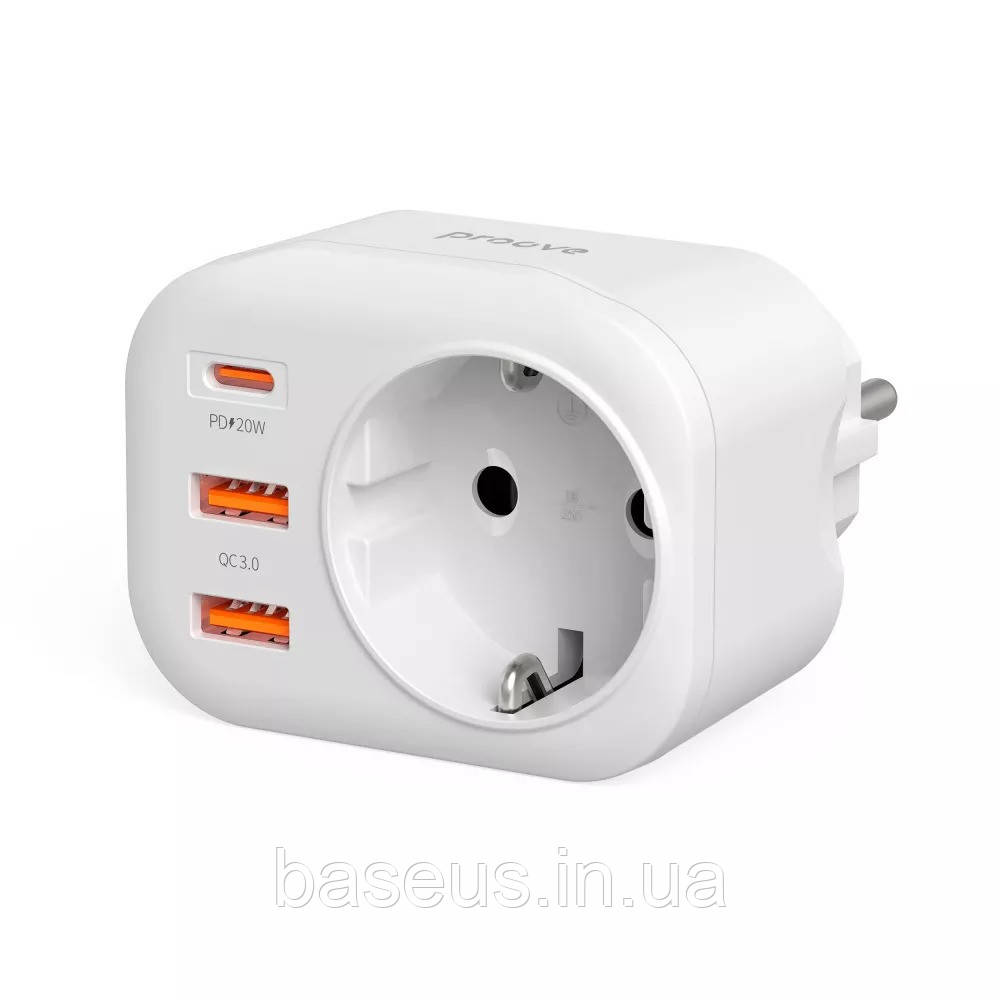 Багатофункціональна Розетка Proove Multifunctional Socket PD-01 EU 1AC (1 Type-C 20W + 2 USB), фото 1