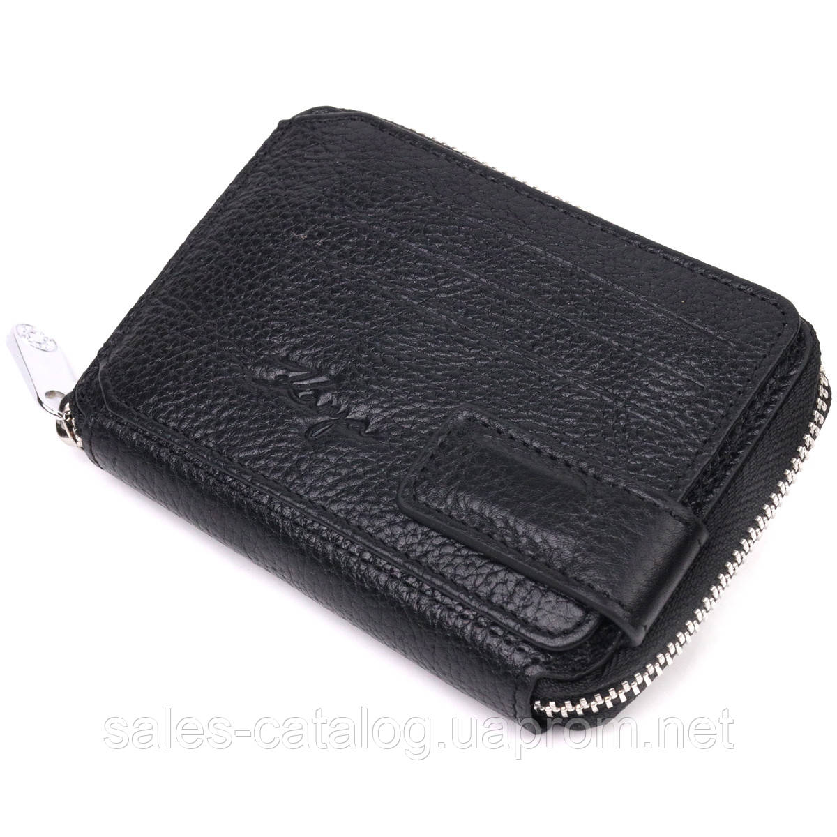 Гарний жіночий гаманець на блискавці з натуральної шкіри KARYA 21343 Чорний SC, код: 7803814