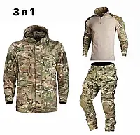 Мужской камуфляжный полевой летний костюм 3в1 HAN WILD M65 Multicam Куртка, Убакс и Штаны с наколенниками