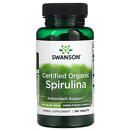 Certified Organic Spirulina 500 мг Swanson 180 таблеток