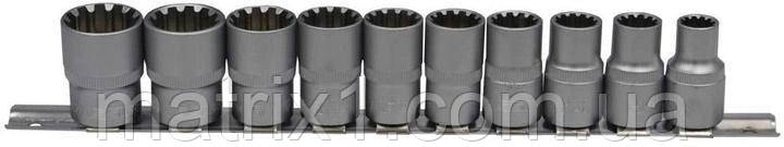 Набор головок универсальных SPLINE 1/2" 10 ед ( 10, 12, 13, 14, 15, 16, 17, 19, 21, 22мм) CR-V SATINE HAISSER