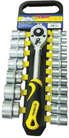 Набір насадок торцевих з тріскачкою 19 шт 1/2 Сталь 70007 (52690)