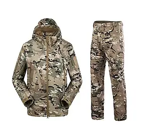 Чоловічий камуфляжний демісезонний костюм Softshell Multicam на флісі: Куртка і Штани