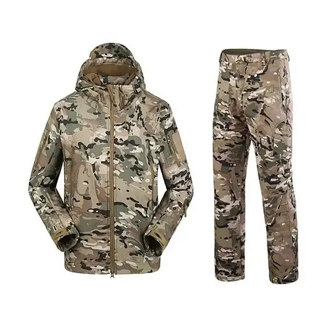 Чоловічий камуфляжний демісезонний костюм Softshell Multicam на флісі: Куртка і Штани, фото 2