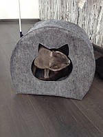 Домик для кота из войлока "Палатка" серый высокое качество