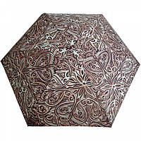 Зонт ZEST женский механика 5 сложений, цветной плоский расцветка "Pattern" коричневый высокое качество