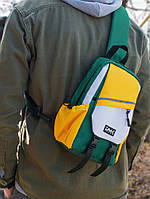 Рюкзак слинг зеленый/желтый высокое качество