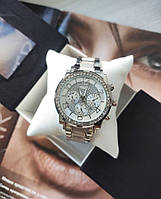 Женские наручные часы Guess silver со стразами высокое качество