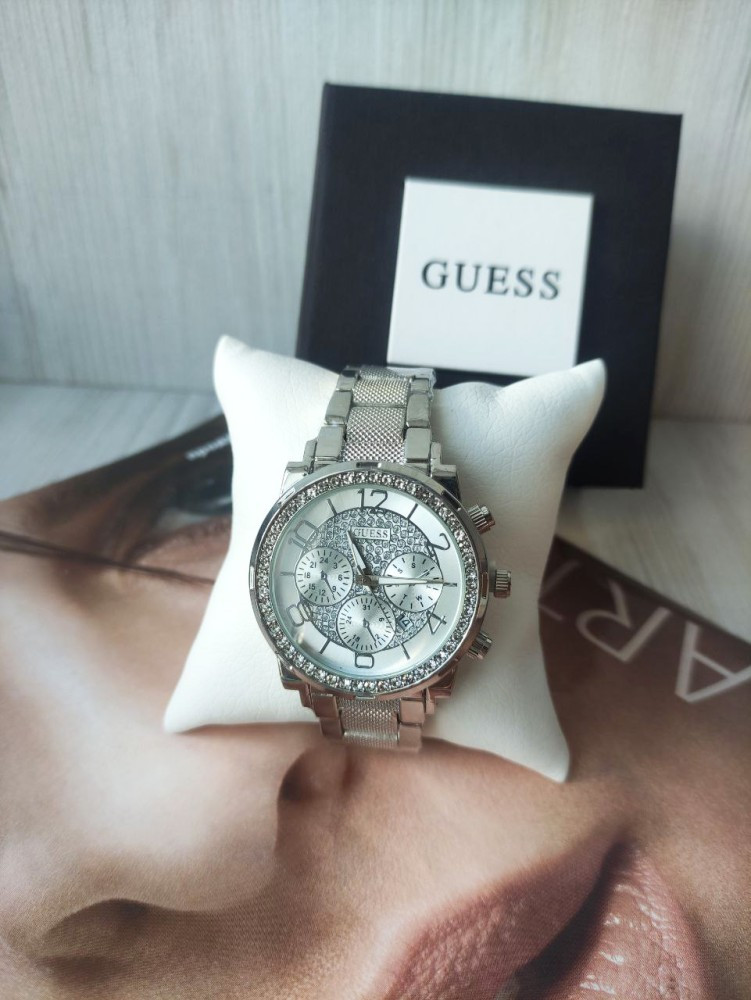 Женские наручные часы Guess silver со стразами высокое качество - фото 2 - id-p1968597234