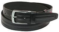 Мужской кожаный ремень под джинсы Skipper 1080-40 черный 4 см SV