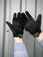 Тактические перчатки M-pact хаки с зелеными накладками высокое качество