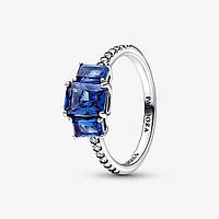 Блестящее голубое прямоугольное кольцо с тремя камнями 192389C01
