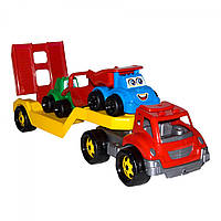 Автовоз с набором Стройплощадка ТехноК 3930 игрушка детская мини самосвал и трактор с ковшом для детей в песок