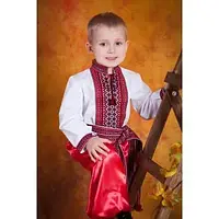 Домоткна Вишита сорочка для хлопчика "Червоний орнамент"