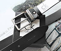 Мужской кожаный классический ремень Calvin Klein black высокое качество