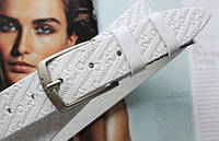 Женский кожаный ремень с тиснением Christian Dior white высокое качество