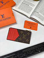 Держатель для карт Louis Vuitton Monogram Red k005 высокое качество