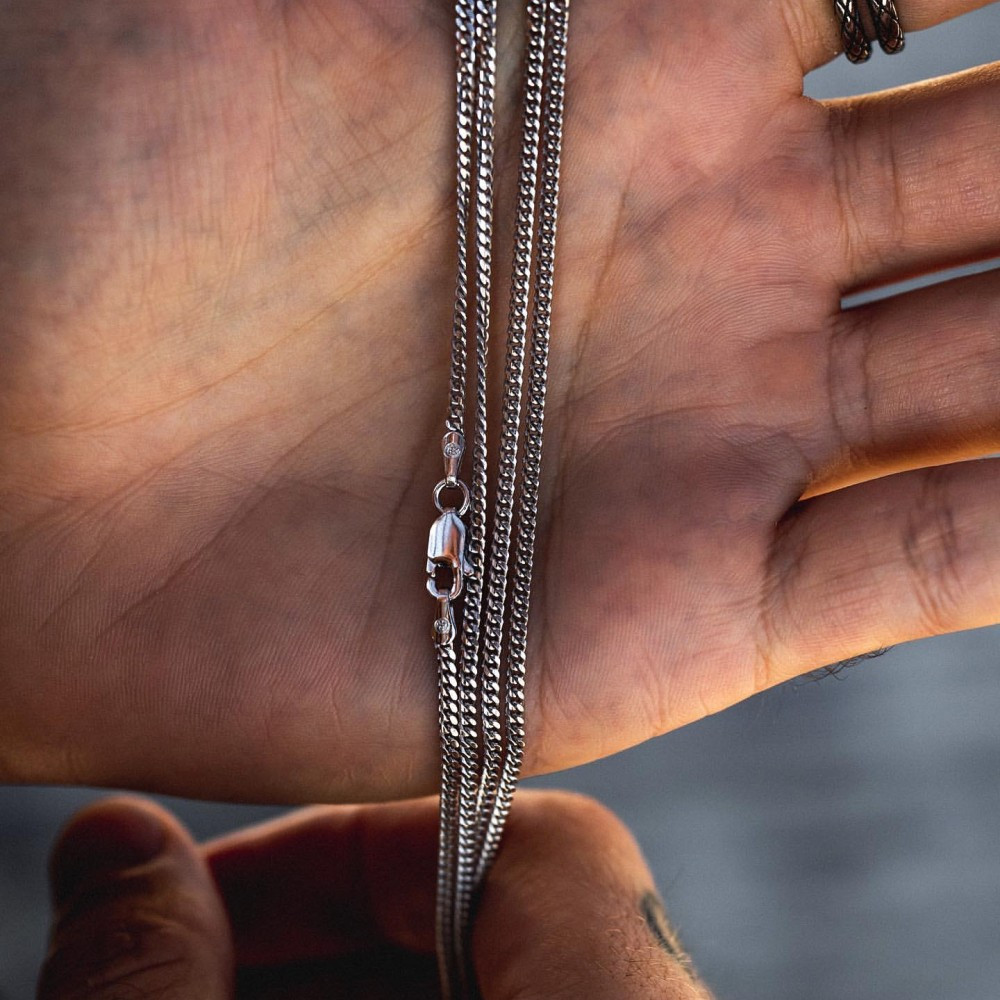Мужская металлическая серебряная цепочка на шею из нержавеющей стали, подвеска 3 мм высокое качество - фото 4 - id-p1968596626