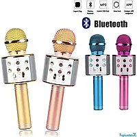 Бездротовий мікрофон С 48340 (50) 4 кольори, караоке, bluetooth, USB, колонка, в коробці