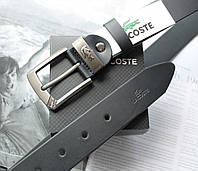 Стильный кожаный мужской ремень Lacoste black высокое качество