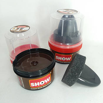 Крем-блиск SHOW для взуття коричневий з натурального воску 50 мл