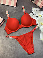 Комплект женский Victoria s Secret Model Буквы топ+трусики Красный kk013 высокое качество