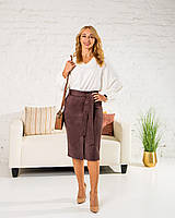 Женская замшевая юбка Клеопатра горький шоколад, классическая юбка-карандаш