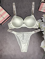 Комплект женский Victoria s Secret Model Rhinestone двойка топ+трусики белый kk008 высокое качество