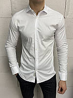 Рубашка белая однотонная 19060 высокое качество