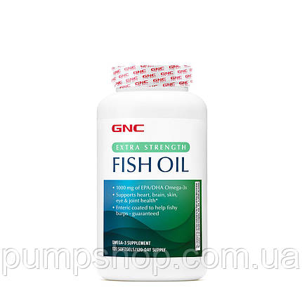 Жирні кислоти омега-3 GNC Extra Strength Omega-3 Fish Oil 1000 мг 120 капс. (уцінка термін по 12.23), фото 2