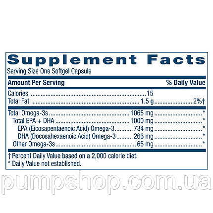Жирні кислоти омега-3 GNC Extra Strength Omega-3 Fish Oil 1000 мг 120 капс. (уцінка термін по 12.23), фото 2