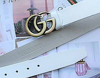 Женский кожаный ремень Gucci пряжка бронза белый высокое качество