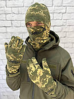 Комплект флисовая шапка бафф и перчатки для военных, тактическая шапка бафф и перчатки теплые