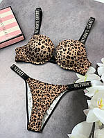 Комплект женский Victoria s Secret Model Rhinestone двойка топ+трусики леопард kk010 высокое качество