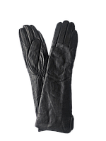 Женские удлинённые кожаные перчатки Paidi гладкие черные высокое качество