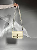 Женская подарочная сумка клатч Yves Saint Laurent Medium Solferino Cream (кремовая) KIS99041 стильная YSL