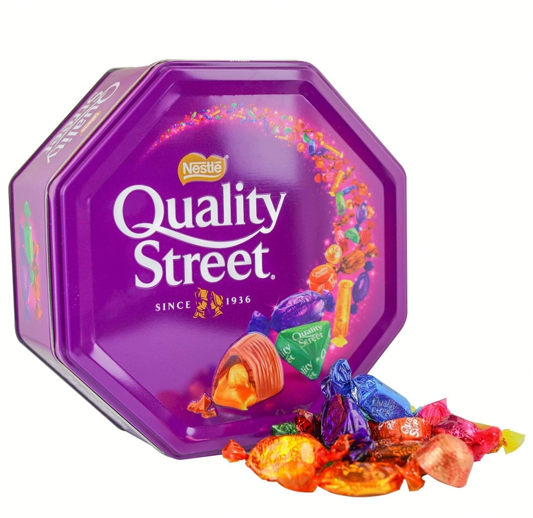 Цукерки шоколадні Nestle Quality Street, подарункова металева коробка 900 г.