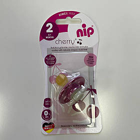 Пустушка латексна кругла з округлою основою (1 шт) "Вишня" 6 міс. + Nip Рожева