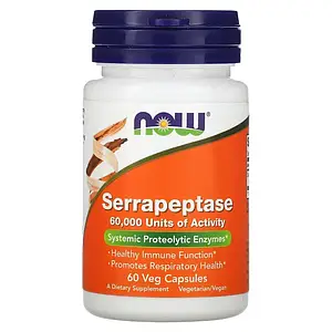 Серрапептаза, протеолітичний фермент NOW Foods Serrapeptase 60,000 SPUs 60 капс.