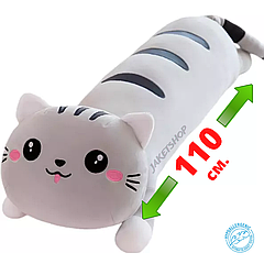 М'яка плюшева іграшка довгий кіт батон подушка обіймашка Masyasha Колір Сірий 110см. KB-R000110-01
