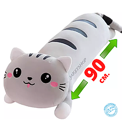 М'яка плюшева іграшка довгий кіт батон подушка обіймашка Masyasha Колір Сірий 90см KB-R00090-01