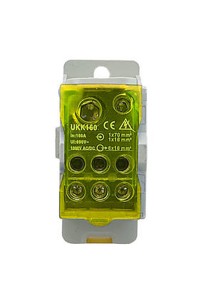 Розподільчий блок на DIN-рейку РБД160A жовтий Ny95504702, фото 1