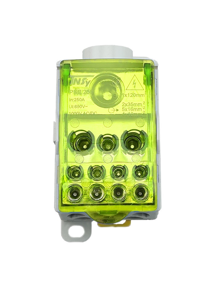 Розподільчий блок на DIN-рейку РБД250A жовтий Ny95504704
