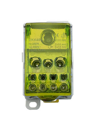 Розподільчий блок на DIN-рейку РБД400A жовтий Ny95504705, фото 1