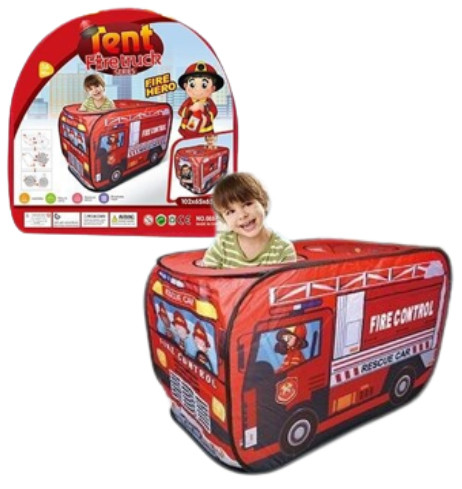 Дитячий ігровий намет будиночок «Пожежний автобус» 102 х 65 х 65 см, в сумці (668-62)