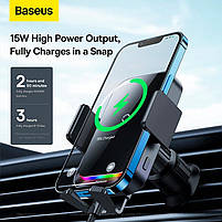 Автомобільний тримач з бездротовою зарядкою Baseus Halo Electric 15W, фото 6