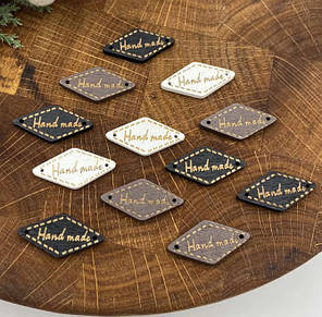Бирка дерев'яна "Hand made", 13х28 мм, коричневий, фото 4