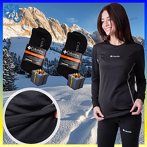 Флісова термобілизна зимова жіноча COLUMBIA термо-білизна якісна тепла для жінок бавовна з флісу + шкарпетки